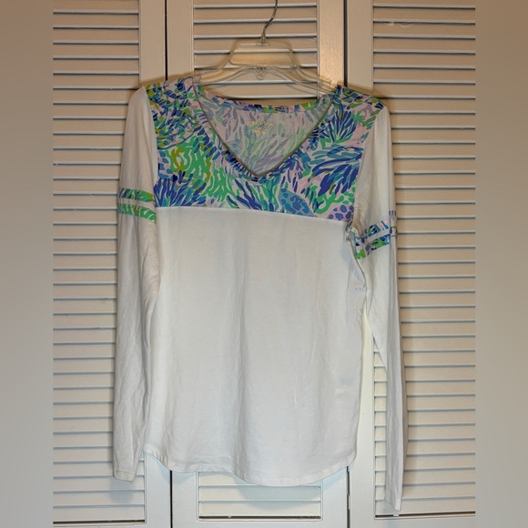 Lilly Pulitzer Tops - NEW Lilly Pulitzer Amara Cotton Stretch Long Sleeve Tee Shirt